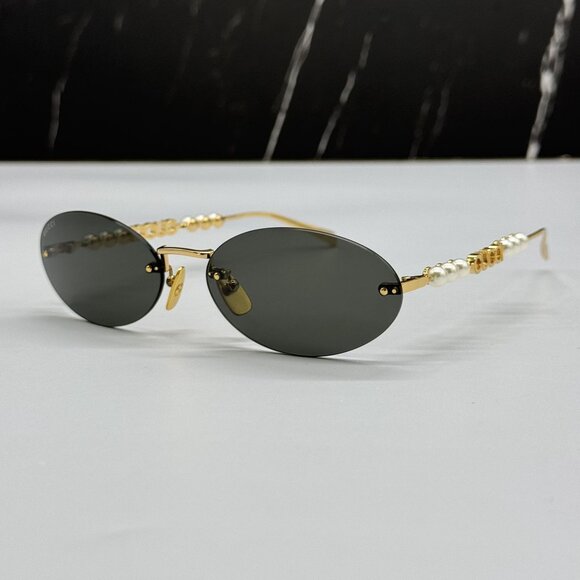 NEW GUCCI SUNGLASSES GOLD WOMEN OVAL EYEWEAR GUCCI GG1922S 001 - Picture 4 of 13